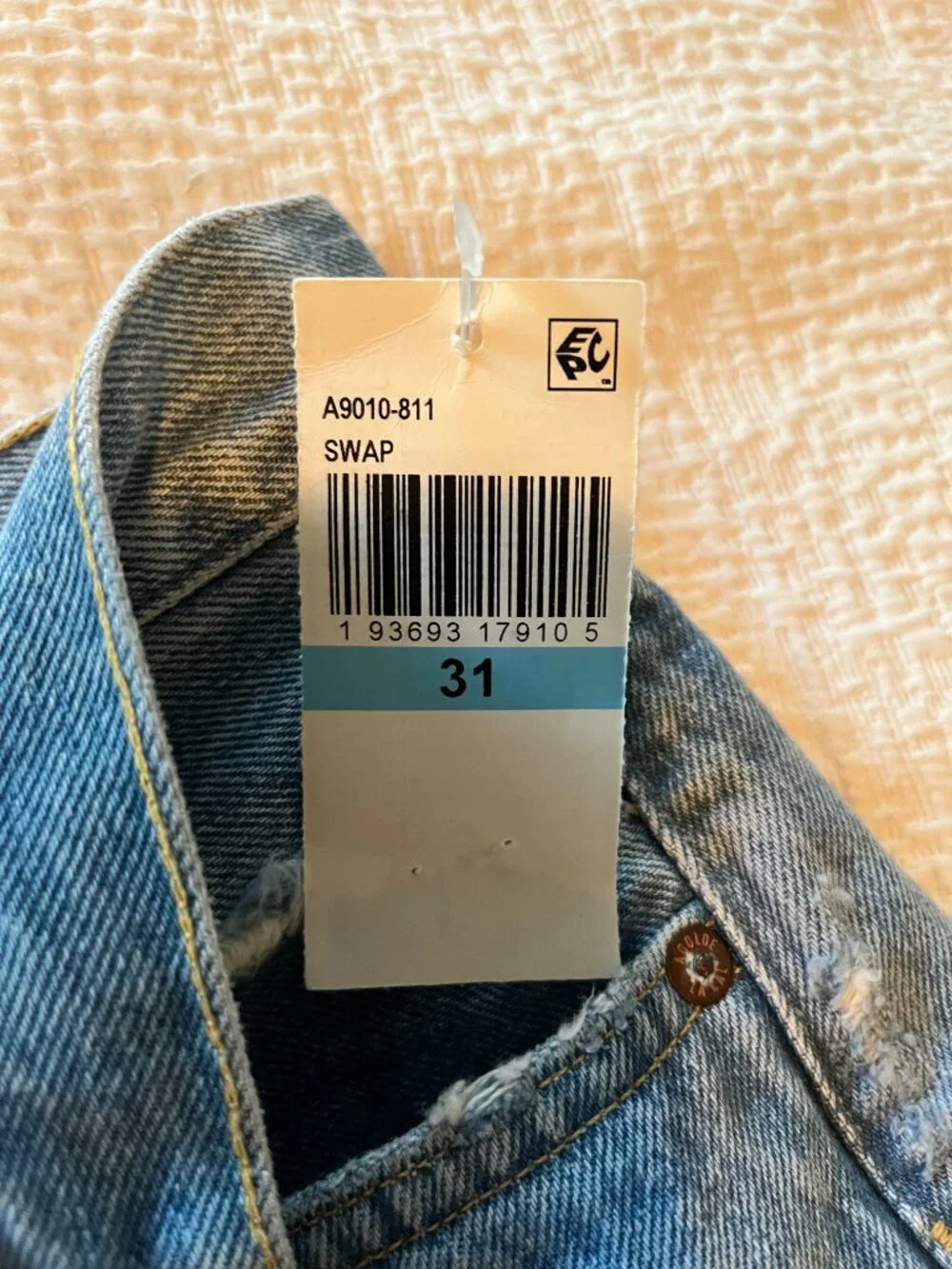 NWT AGOLDE Parker Long Shorts 31 SwapMeet High Rise Distressed Denim